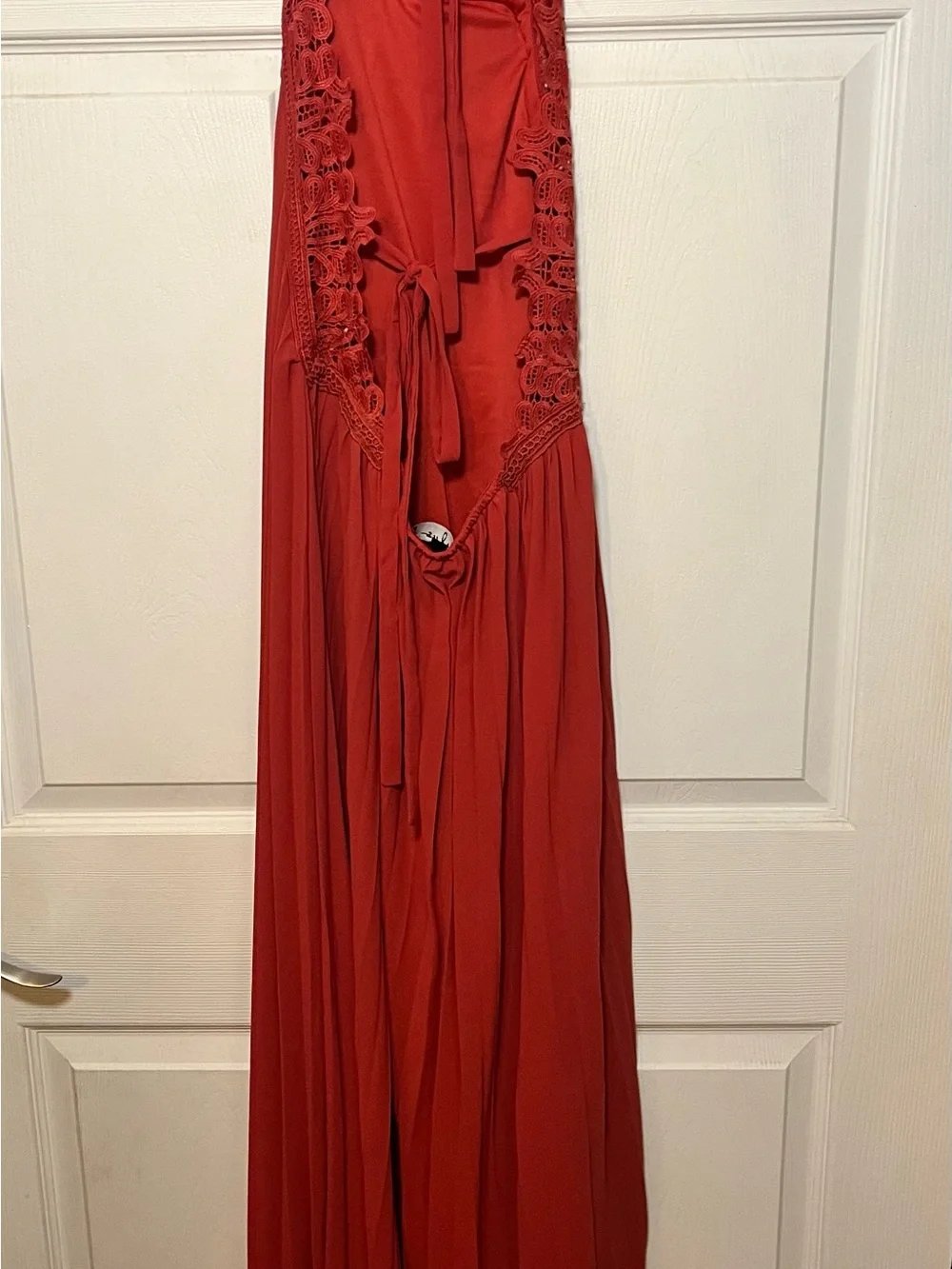 Lulu's Pleated Halter Maxi Dress in Terracotta - Picture 10 of 13